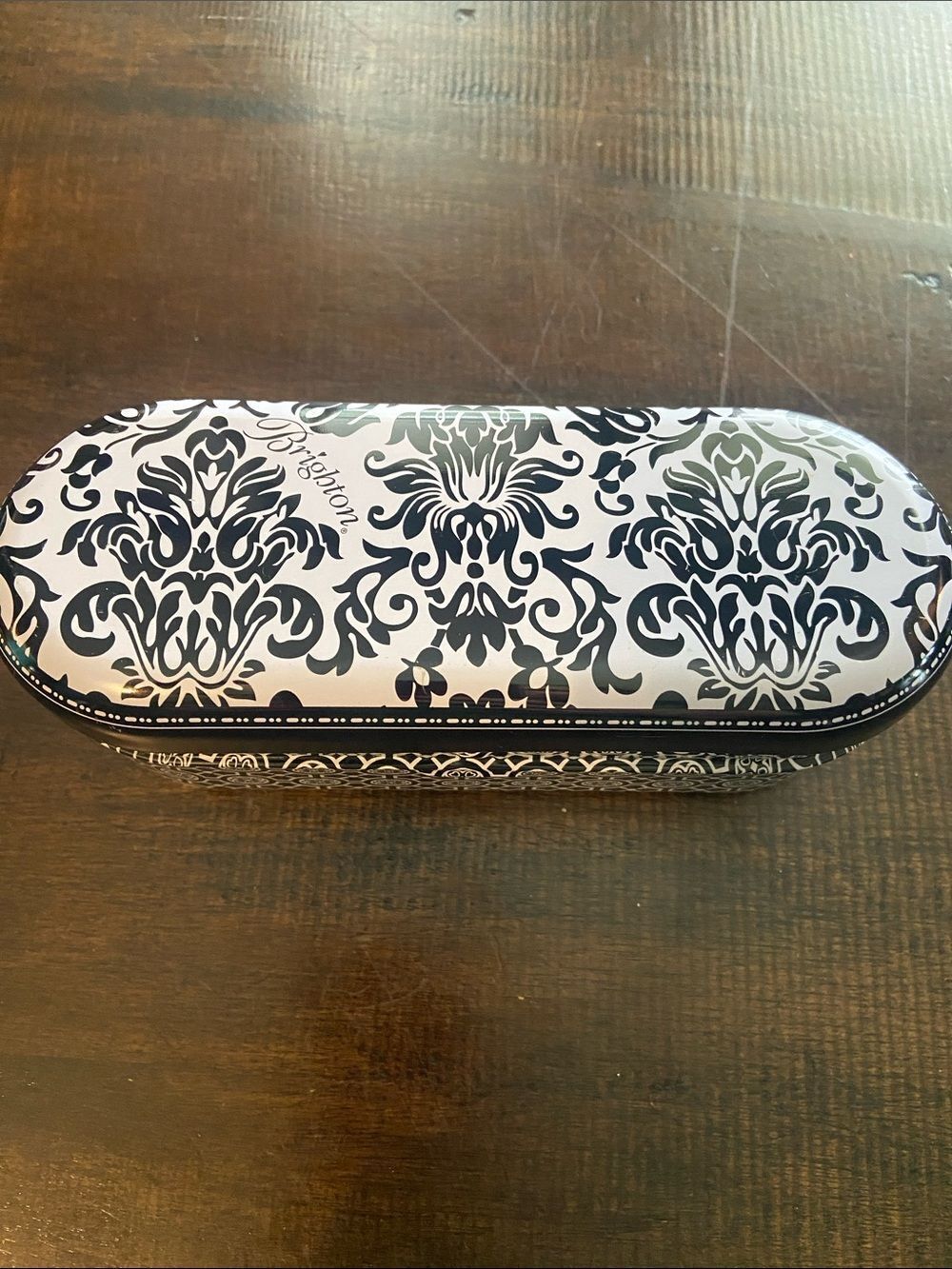 Brighton Black and White metal Damask Eyeglass Case